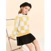 Girls Sweaters Kids Fashion Plaid Mock Neck Pullover Sweater Tops 5-14 Years(Yellow)