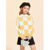 Girls Sweaters Kids Fashion Plaid Mock Neck Pullover Sweater Tops 5-14 Years(Yellow)