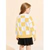 Girls Sweaters Kids Fashion Plaid Mock Neck Pullover Sweater Tops 5-14 Years(Yellow)
