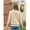 Haloumoing Girls Long Sleeve Sweaters Kids Casual Crew Neck Knit Cute Fall Pullover Tops 5-14 Years(Apricot)