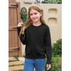 Haloumoing Girls Long Sleeve Sweaters Kids Casual Crew Neck Knit Cute Fall Pullover Tops 5-14 Years(Black)