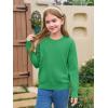 Haloumoing Girls Long Sleeve Sweaters Kids Casual Crew Neck Knit Cute Fall Pullover Tops 5-14 Years(Green)