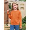 Haloumoing Girls Long Sleeve Sweaters Kids Casual Crew Neck Knit Cute Fall Pullover Tops 5-14 Years(Orange)