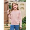 Haloumoing Girls Long Sleeve Sweaters Kids Casual Crew Neck Knit Cute Fall Pullover Tops 5-14 Years(Pink)