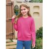 Haloumoing Girls Long Sleeve Sweaters Kids Casual Crew Neck Knit Cute Fall Pullover Tops 5-14 Years(Rose Red)
