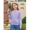 Haloumoing Girls Long Sleeve Sweaters Kids Casual Crew Neck Knit Cute Fall Pullover Tops 5-14 Years(Violet)