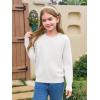 Haloumoing Girls Long Sleeve Sweaters Kids Casual Crew Neck Knit Cute Fall Pullover Tops 5-14 Years(White)