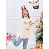 Haloumoning Girls Christmas Sweater Kids Oversized Turtleneck Cute Reindeer Sweaters with Side Slit(Beige)