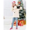 Haloumoning Girls Christmas Sweater Kids Oversized Turtleneck Cute Reindeer Sweaters with Side Slit(Beige)