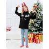 Haloumoning Girls Christmas Sweater Kids Oversized Turtleneck Cute Reindeer Sweaters with Side Slit(Black)