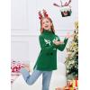 Haloumoning Girls Christmas Sweater Kids Oversized Turtleneck Cute Reindeer Sweaters with Side Slit(Green)