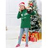 Haloumoning Girls Christmas Sweater Kids Oversized Turtleneck Cute Reindeer Sweaters with Side Slit(Green)