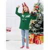 Haloumoning Girls Christmas Sweater Kids Oversized Turtleneck Cute Reindeer Sweaters with Side Slit(Green)