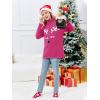 Haloumoning Girls Christmas Sweater Kids Oversized Turtleneck Cute Reindeer Sweaters with Side Slit(Hot Pink)