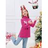 Haloumoning Girls Christmas Sweater Kids Oversized Turtleneck Cute Reindeer Sweaters with Side Slit(Hot Pink)