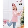 Haloumoning Girls Christmas Sweater Kids Oversized Turtleneck Cute Reindeer Sweaters with Side Slit(Pink)