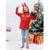Haloumoning Girls Christmas Sweater Kids Oversized Turtleneck Cute Reindeer Sweaters with Side Slit(Red)