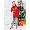 Haloumoning Girls Christmas Sweater Kids Oversized Turtleneck Cute Reindeer Sweaters with Side Slit(Red)