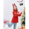 Haloumoning Girls Christmas Sweater Kids Oversized Turtleneck Cute Reindeer Sweaters with Side Slit(Red)