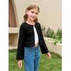 Haloumoning Girls Cropped Cardigan Sweater Kids Cute Bow Long Sleeve Knitted Sweaters Tops 5-14 Years(Black)