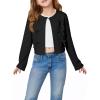 Haloumoning Girls Cropped Cardigan Sweater Kids Cute Bow Long Sleeve Knitted Sweaters Tops 5-14 Years(Black)