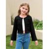 Haloumoning Girls Cropped Cardigan Sweater Kids Cute Bow Long Sleeve Knitted Sweaters Tops 5-14 Years(Black)