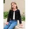 Haloumoning Girls Cropped Cardigan Sweater Kids Cute Bow Long Sleeve Knitted Sweaters Tops 5-14 Years(Black)