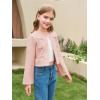 Haloumoning Girls Cropped Cardigan Sweater Kids Cute Bow Long Sleeve Knitted Sweaters Tops 5-14 Years(Pink)
