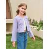 Haloumoning Girls Cropped Cardigan Sweater Kids Cute Bow Long Sleeve Knitted Sweaters Tops 5-14 Years(Purple)