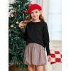 Haloumoning Girls Fall Sweater Kids Fashion Long Sleeve Ribbed Knit Split Pullover Tops 5-14Y(Black)