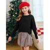Haloumoning Girls Fall Sweater Kids Fashion Long Sleeve Ribbed Knit Split Pullover Tops 5-14Y(Black)