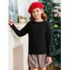 Haloumoning Girls Fall Sweater Kids Fashion Long Sleeve Ribbed Knit Split Pullover Tops 5-14Y(Black)
