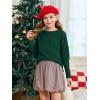 Haloumoning Girls Fall Sweater Kids Fashion Long Sleeve Ribbed Knit Split Pullover Tops 5-14Y(Blackish Green)