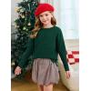 Haloumoning Girls Fall Sweater Kids Fashion Long Sleeve Ribbed Knit Split Pullover Tops 5-14Y(Blackish Green)