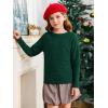 Haloumoning Girls Fall Sweater Kids Fashion Long Sleeve Ribbed Knit Split Pullover Tops 5-14Y(Blackish Green)