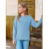 Haloumoning Girls Fall Sweater Kids Fashion Long Sleeve Ribbed Knit Split Pullover Tops 5-14Y(Blue)