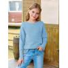Haloumoning Girls Fall Sweater Kids Fashion Long Sleeve Ribbed Knit Split Pullover Tops 5-14Y(Blue)