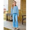 Haloumoning Girls Fall Sweater Kids Fashion Long Sleeve Ribbed Knit Split Pullover Tops 5-14Y(Blue)