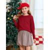 Haloumoning Girls Fall Sweater Kids Fashion Long Sleeve Ribbed Knit Split Pullover Tops 5-14Y(Burgundy)