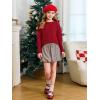 Haloumoning Girls Fall Sweater Kids Fashion Long Sleeve Ribbed Knit Split Pullover Tops 5-14Y(Burgundy)