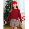 Haloumoning Girls Fall Sweater Kids Fashion Long Sleeve Ribbed Knit Split Pullover Tops 5-14Y(Burgundy)