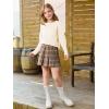 Haloumoning Girls Fall Sweater Kids Fashion Long Sleeve Ribbed Knit Split Pullover Tops 5-14Y(Cream White)
