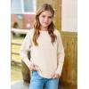 Haloumoning Girls Fall Sweater Kids Fashion Long Sleeve Ribbed Knit Split Pullover Tops 5-14Y(Cream White)