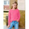 Haloumoning Girls Fall Sweater Kids Fashion Long Sleeve Ribbed Knit Split Pullover Tops 5-14Y(Hot Pink)