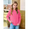 Haloumoning Girls Fall Sweater Kids Fashion Long Sleeve Ribbed Knit Split Pullover Tops 5-14Y(Hot Pink)