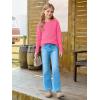 Haloumoning Girls Fall Sweater Kids Fashion Long Sleeve Ribbed Knit Split Pullover Tops 5-14Y(Hot Pink)