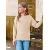 Haloumoning Girls Fall Sweater Kids Fashion Long Sleeve Ribbed Knit Split Pullover Tops 5-14Y(Khaki)