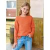 Haloumoning Girls Fall Sweater Kids Fashion Long Sleeve Ribbed Knit Split Pullover Tops 5-14Y(Orange)
