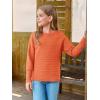 Haloumoning Girls Fall Sweater Kids Fashion Long Sleeve Ribbed Knit Split Pullover Tops 5-14Y(Orange)