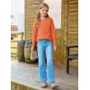 Haloumoning Girls Fall Sweater Kids Fashion Long Sleeve Ribbed Knit Split Pullover Tops 5-14Y(Orange)